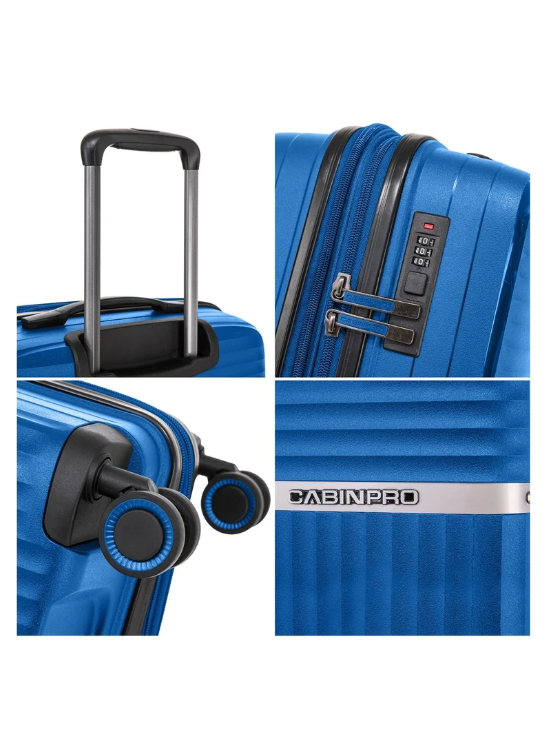 Cabinpro 20 Light Weight PP Fashion Trolley Luggage Expandable Hard Case Carry on Suitcase with Safe Zipper and 4 Quite 360° Double Spinner Wheels CP002 Sapphire Blue  | Best Price UAE